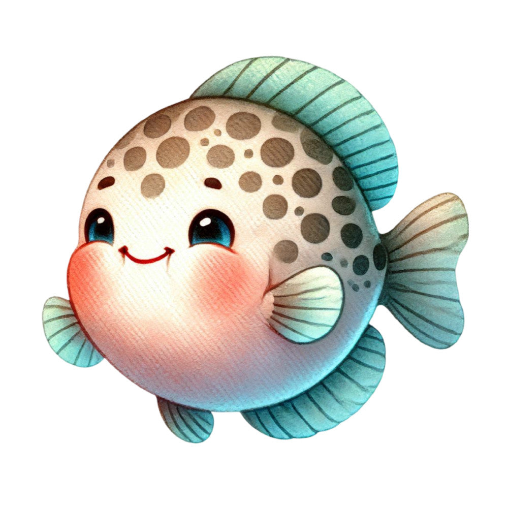 Watercolor Sea Fish Fabric Panel 2