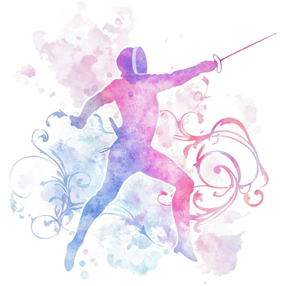 watercolor, purple, magenta, pink, blue, lavender, violet, abstract, artistic, dancing figure, silhouette, ornamental flourishes, scrollwork, botanical elements, whimsical, modern, elegant, contemporary, gradient, ombre, paint splash, ink wash, figure study, performance art, ballet inspired, decorative swirls, dreamy, soft colors, pastel, romantic