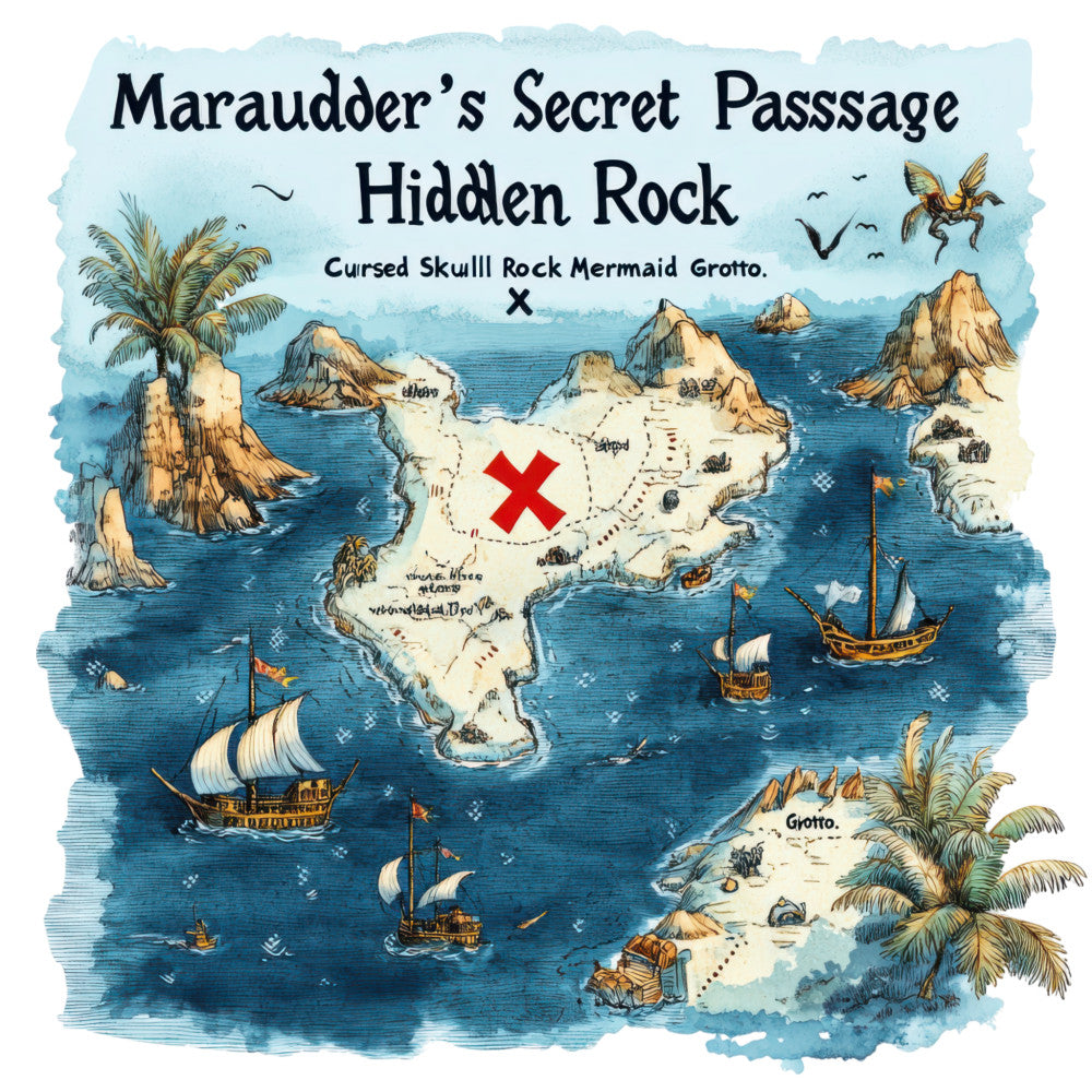 Pirate Treasure Map Fabric Panel 21