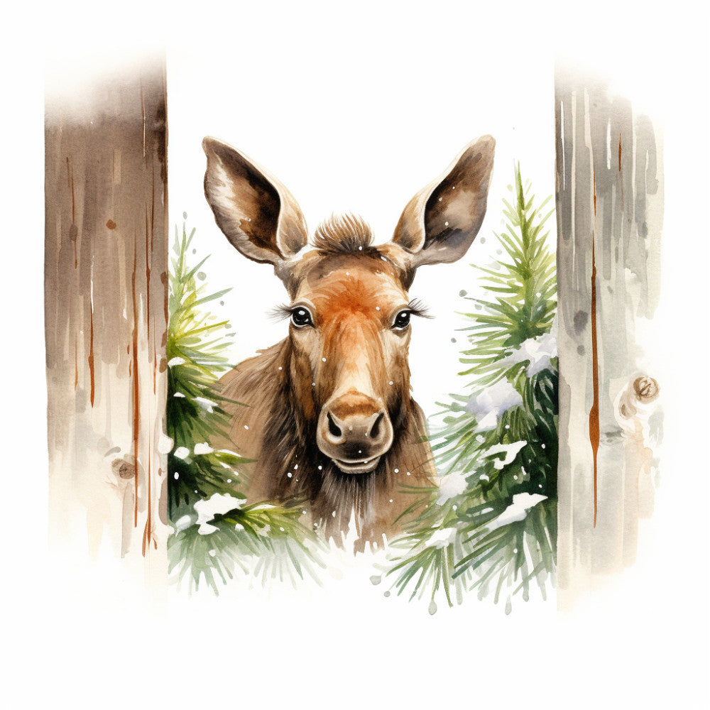 Peeking Moose Fabric Panel 12