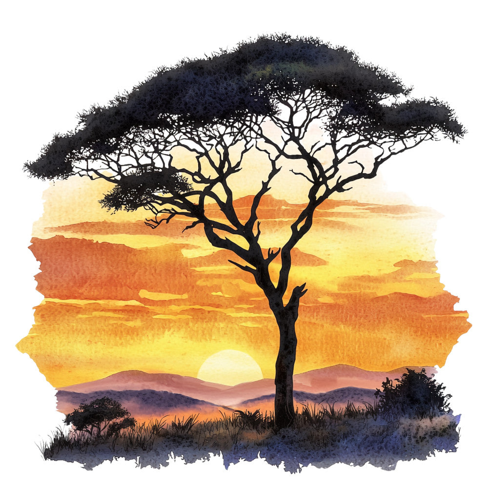 Watercolor Africa Fabric Panel 34