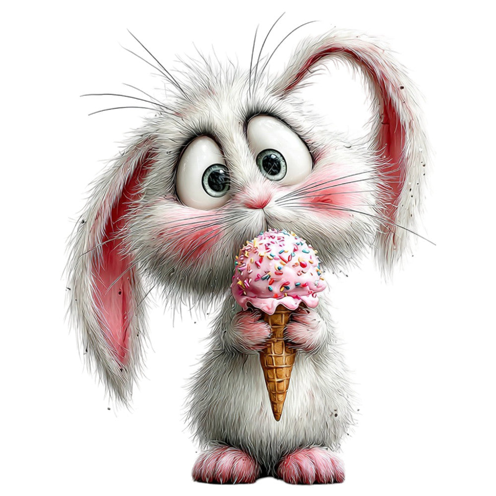 white cat, pink and white, coral pink, red accents, ice cream cone, whimsical, cute animals, playful, children's, baby, cartoon cat, fluffy, large eyes, pastel pink, sprinkles, sweet treats, dessert theme, summer, fun, cheerful, character design, novelty, kid's fabric, animal characters, expressive, animated style, charming, delightful