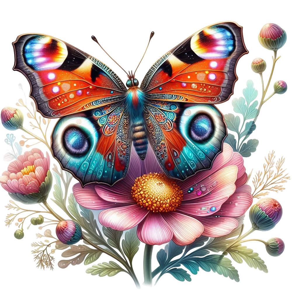 Spring Flowers and Butterflies Fabric Panel 16