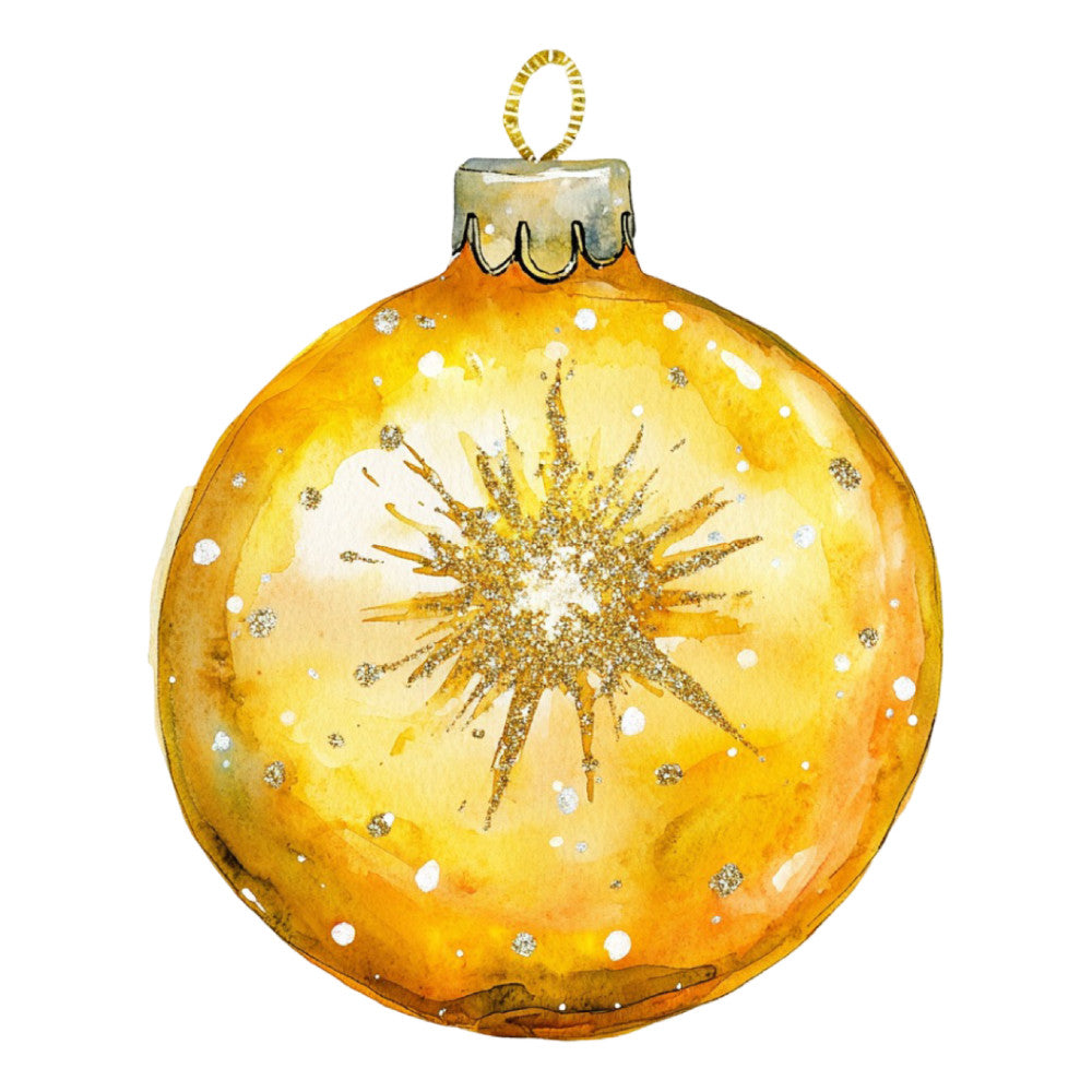 Watercolor Christmas Ornaments Fabric Panel 5