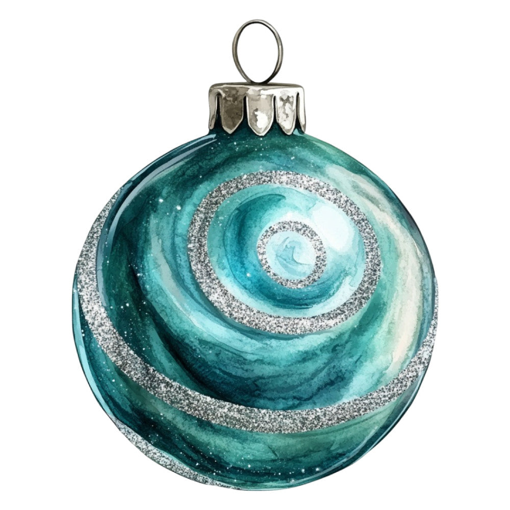 Watercolor Christmas Ornaments Fabric Panel 12