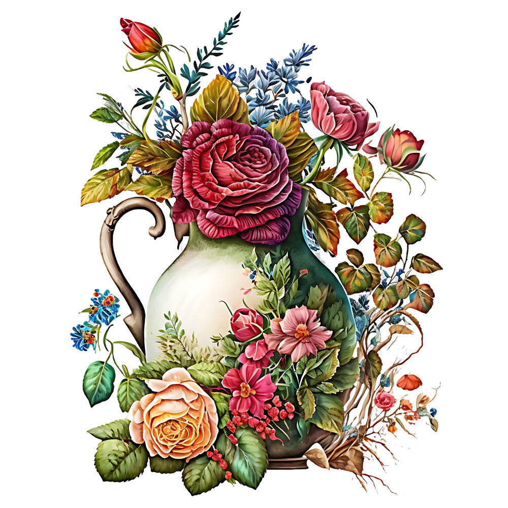 Watercolor Rose Vase Fabric Panel 7