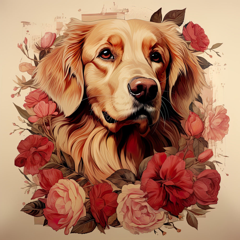 Dog Ephemera Art Fabric Panel 8