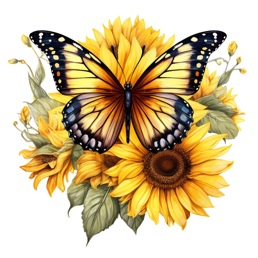 Sunflowers and Butterflies Fabric Panel 16