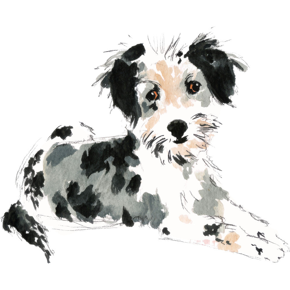 Handdrawn Doodle Dog Fabric Panel 32