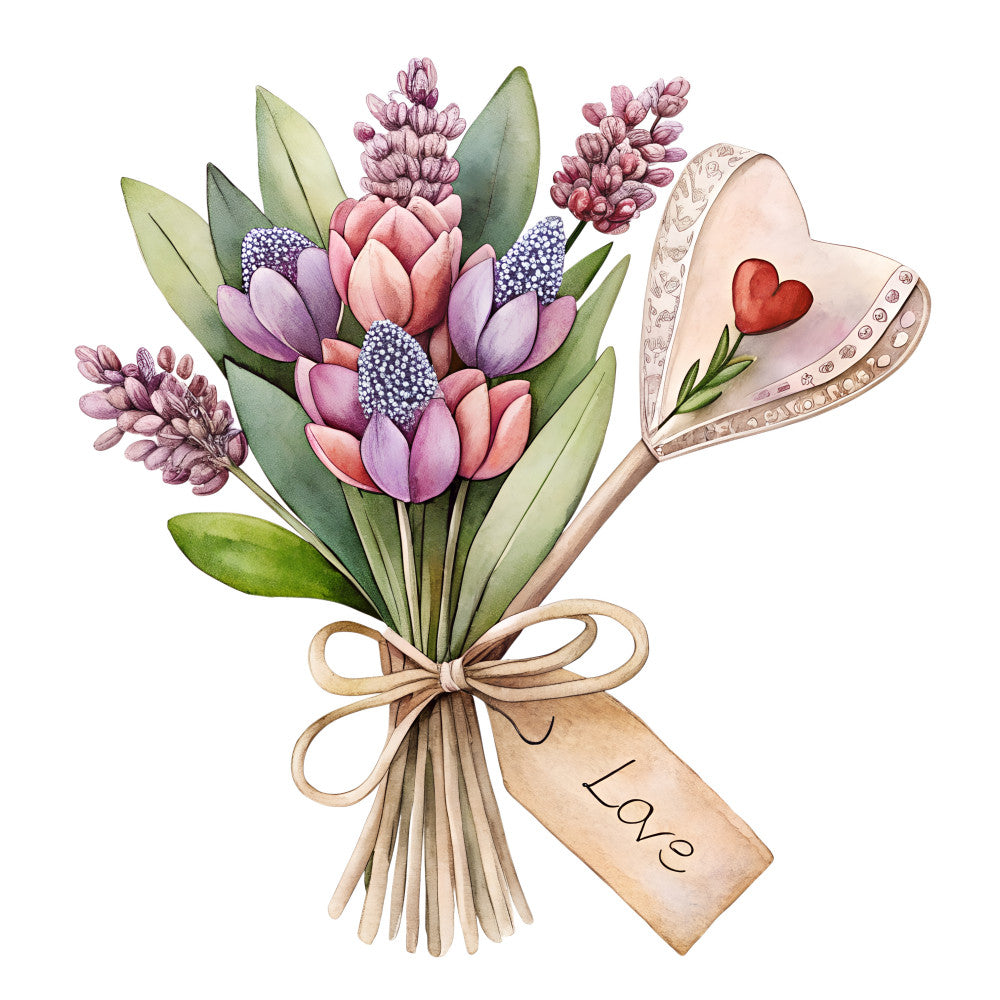 Watercolor Flower Bouquets Fabric Panel 6