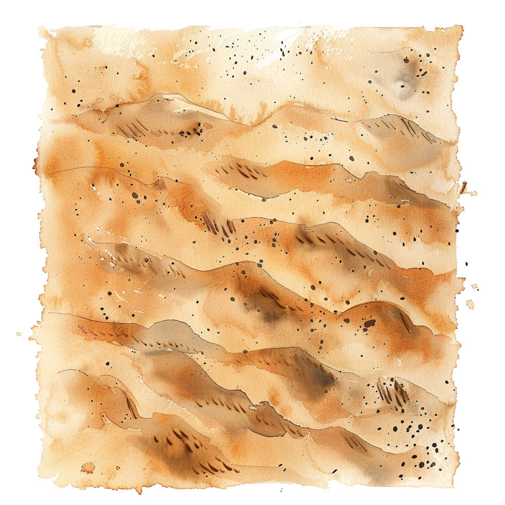 desert landscape, sand dunes, sandy beige, tan, cream, warm brown, terracotta, abstract landscape, watercolor, nature-inspired, topographic map, layered hills, earth tones, rustic, organic, bohemian, minimalist, modern, artistic, hand-painted effect, spatter texture, neutral palette, desert theme, geography, travel, wanderlust, wall hanging, home decor, nature art, contemporary art