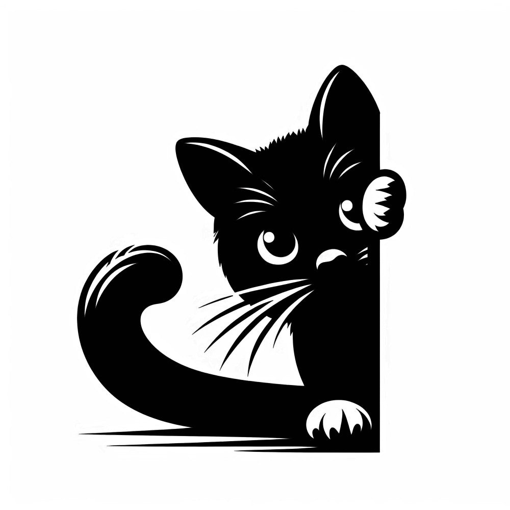 Peeking Black Cat Fabric Panel 4