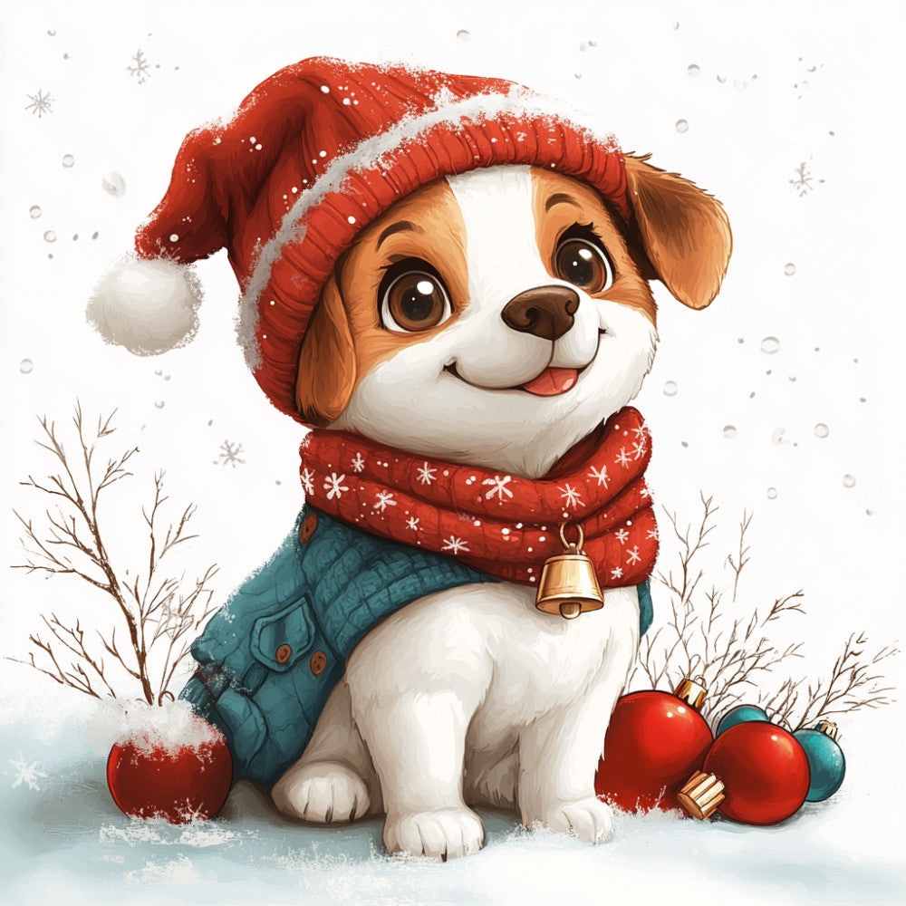 Christmas Dogs Fabric Panel 18