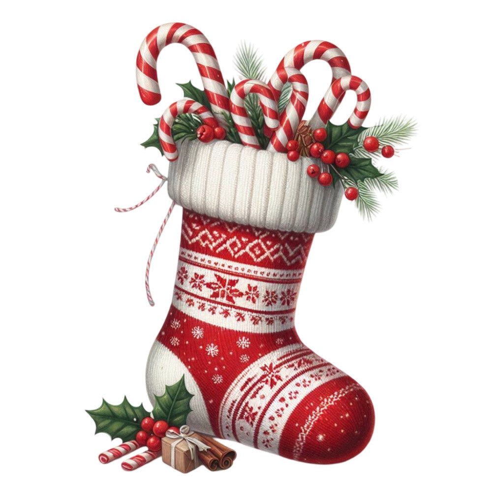 Christmas Stockings and Candy Canes Fabric Panel 17