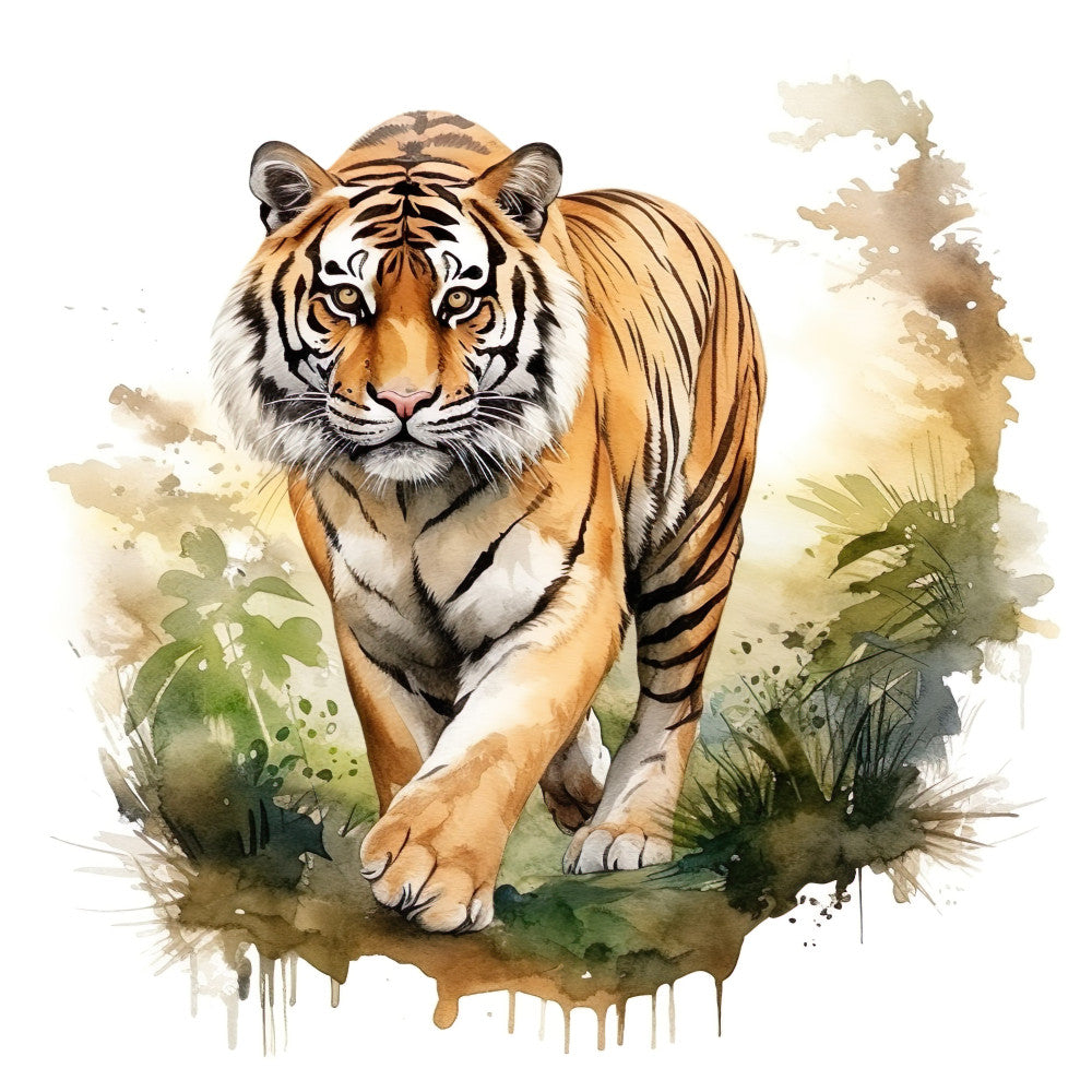 Watercolor Tiger Fabric Panel 10