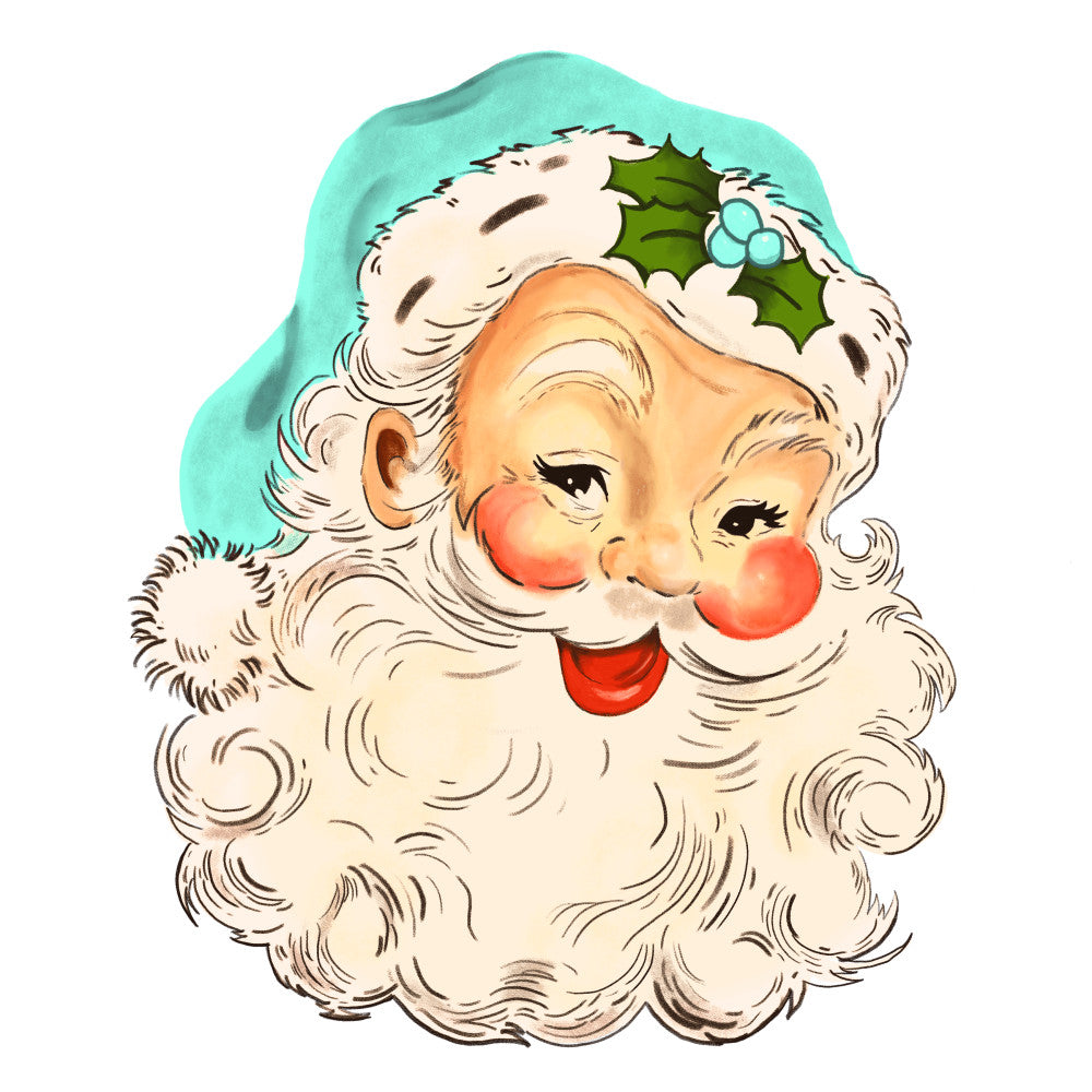 Blue Hat Santas Fabric Panel 5