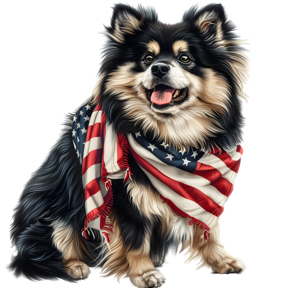 Dogs with American Flag Fabric Panel 22