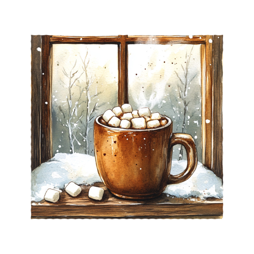 Watercolor Christmas Scene Fabric Panel 25