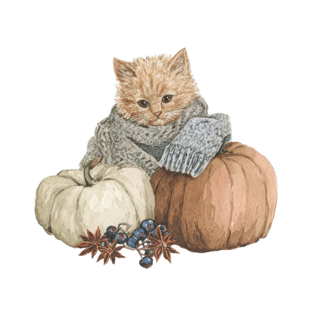 Cozy Autumn Cats Fabric Panel 6