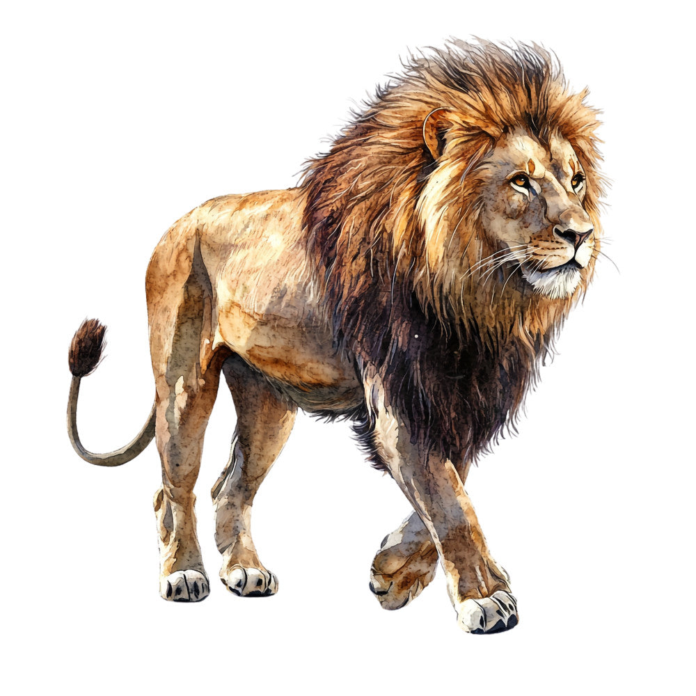 Watercolor Lion Fabric Panel 21