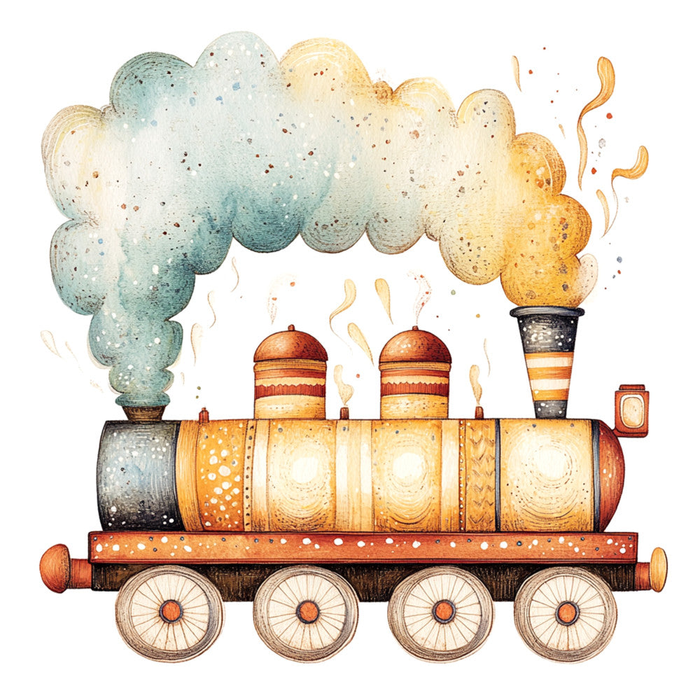 Cute Trains Fabric Panel 9