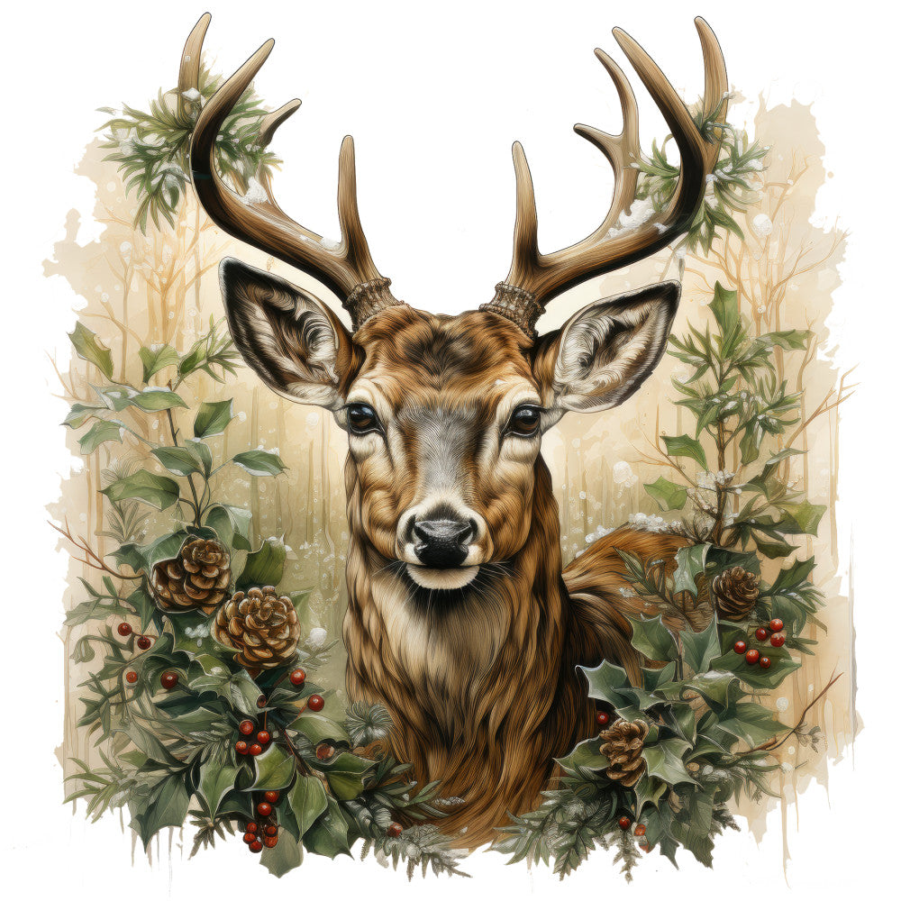Vintage Deer Head Fabric Panel 15
