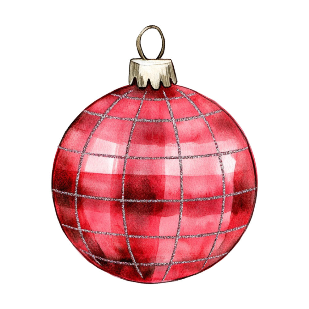 Watercolor Christmas Ornaments Fabric Panel 19