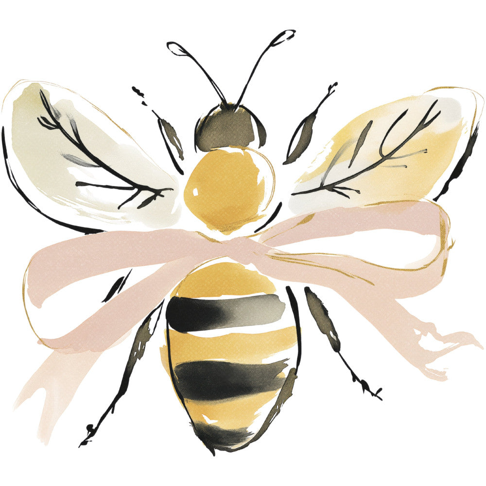 bee, honey bee, yellow and black, cream, beige, taupe, gold, charcoal, botanical, nature, insects, whimsical, modern, spring, summer, garden, bumblebee, striped abdomen, antennae, wings, delicate, artistic, watercolor style, decorative, nature-inspired, animal motifs, pollinator, cottage core, yellow stripes, black stripes