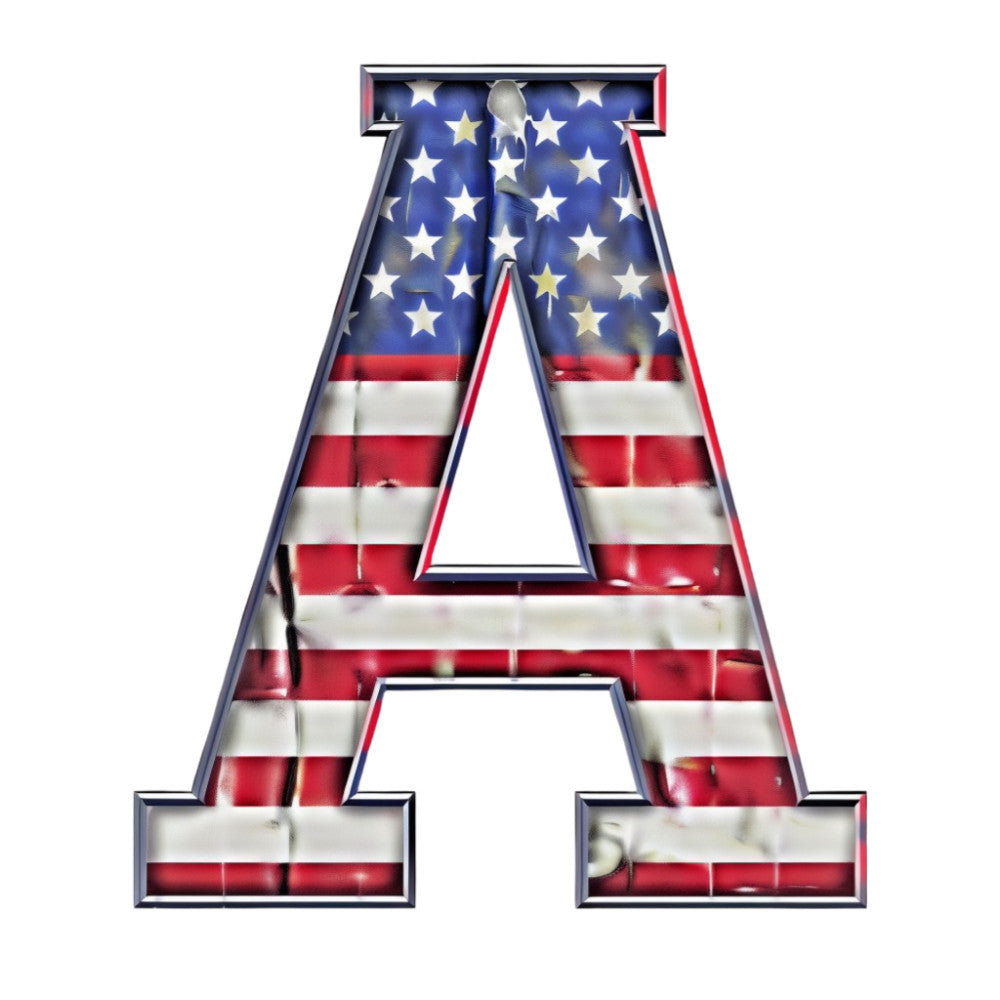 Grunge American Flag Alphabet Fabric Panel 8
