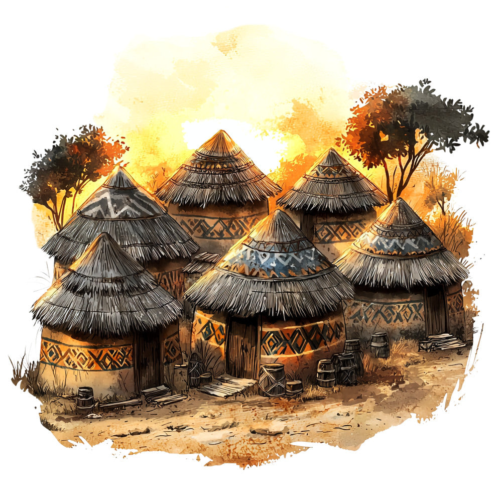 Watercolor Africa Fabric Panel 15