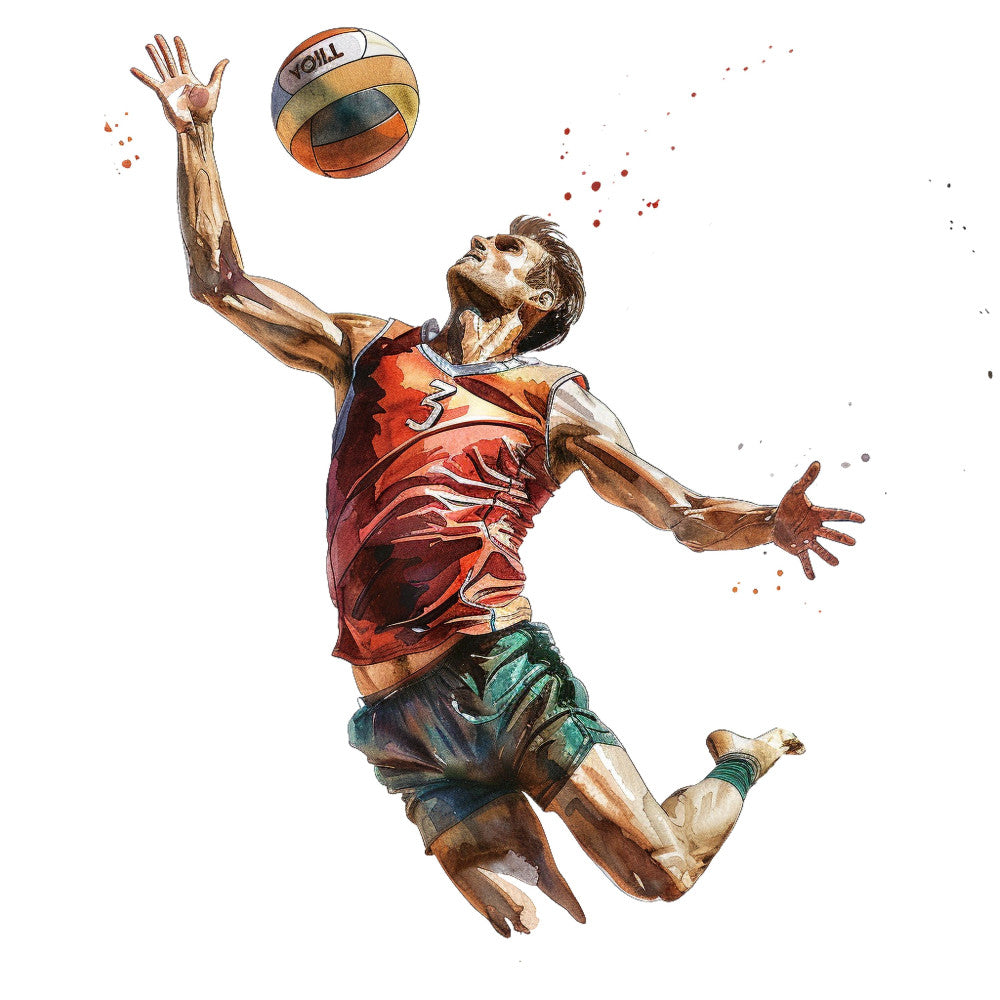 sports, basketball, athletic, watercolor, splatter, rust orange, burnt orange, cream, teal, dark blue, navy, tan, beige, action, movement, male athlete, jumping, dynamic, modern, contemporary, illustration, artistic, abstract splatter, summer, active wear, sports enthusiast, youth, energetic, vibrant