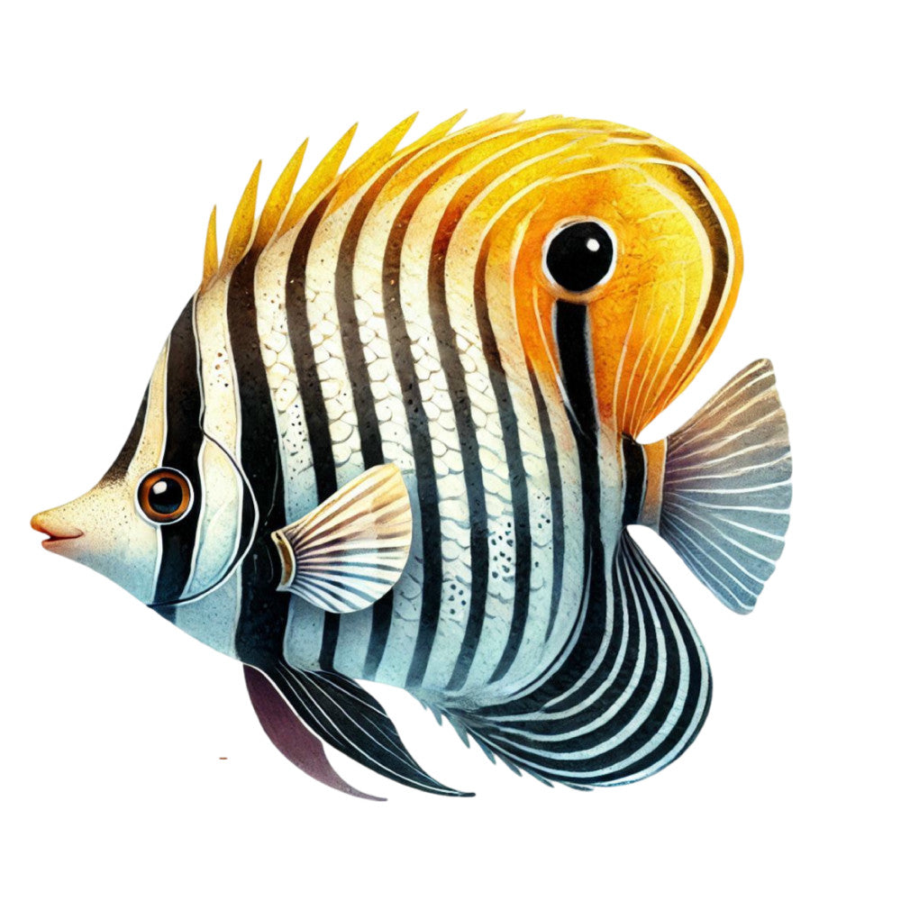 Watercolor Sea Fish Fabric Panel 4