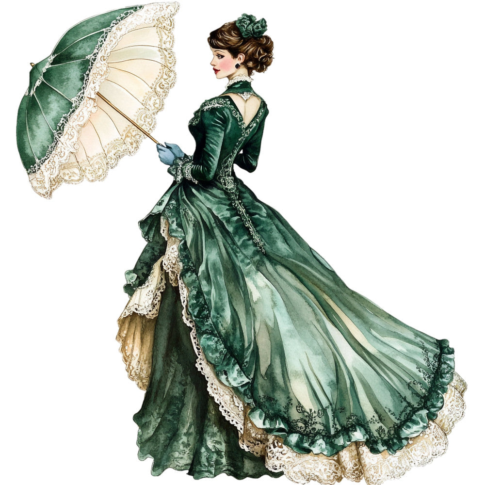 dress victorian lady Emerald Fabric Panel 33 vendor:10000 luminous shadows Style_draped Tweed Dress | The