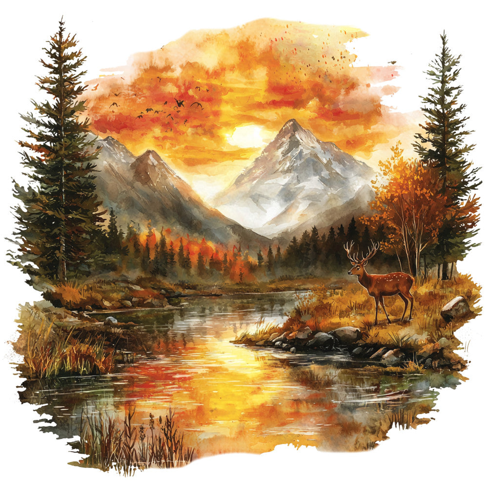 Deer in Nature Fabric Panel 24