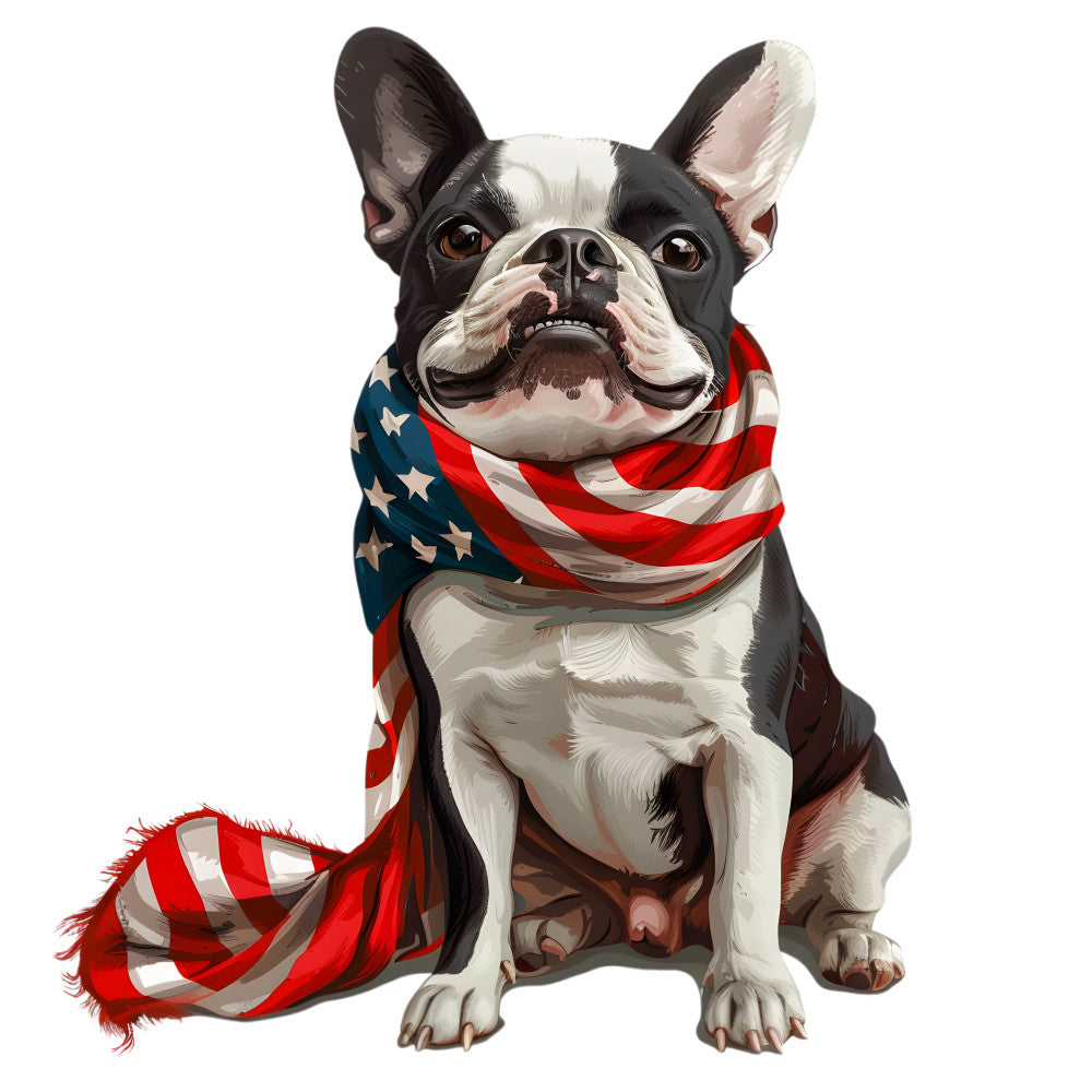 Dogs with American Flag Fabric Panel 8