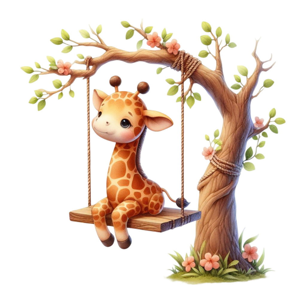 Cute Baby Giraffe Fabric Panel 1