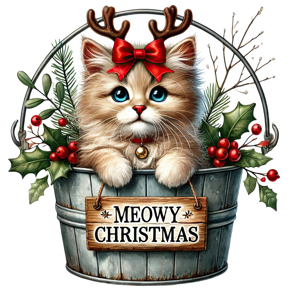 Meowy Christmas Fabric Panel 10