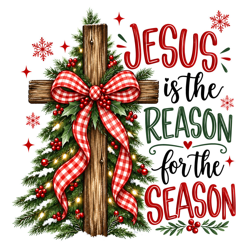 christmas, religious, jesus, cross, faith, spiritual, holiday, red, green, cream, white, gold, plaid, gingham, checked, rustic, traditional, festive, seasonal, winter, nativity, scripture, inspirational, hearts, evergreen, berries, bows, ribbons, elegant