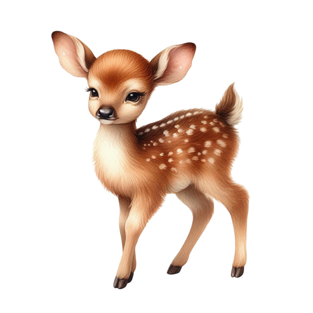 fawn, deer, baby deer, cute animals, woodland creatures, nature, forest, spring, summer, whimsical, gentle, sweet, brown, tan, cream, white, spotted pattern, spots, dots, animals with spots, nursery, baby quilt, children's fabric, kids, adorable, soft, innocent, young animals, pastoral, countryside