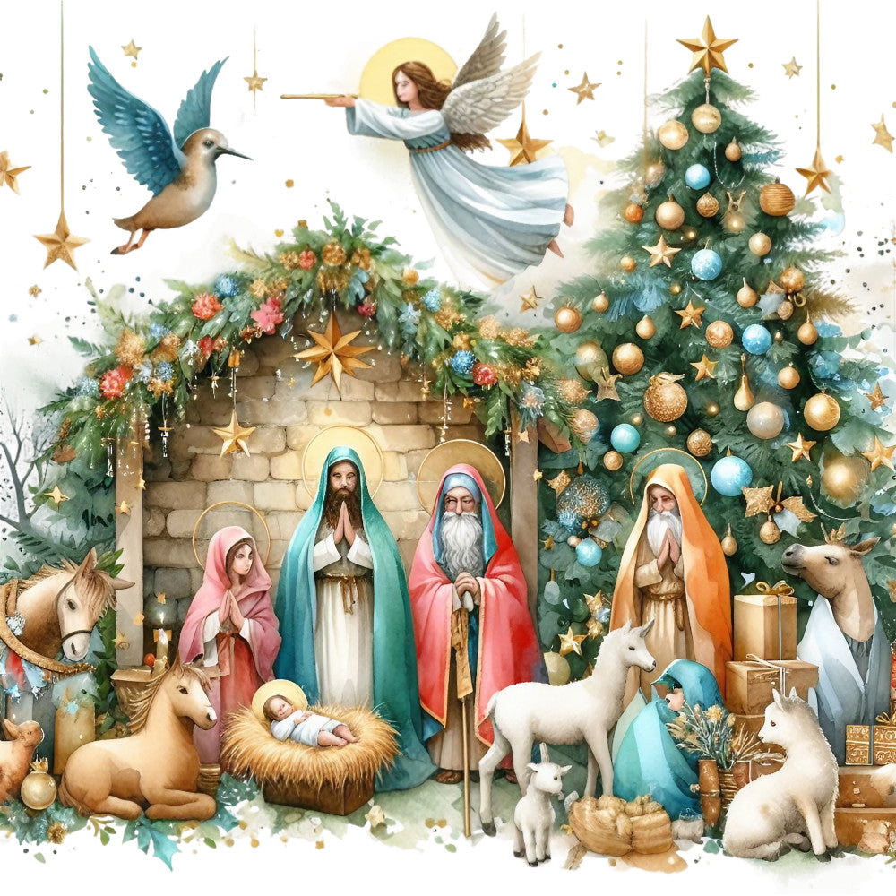 Detailed Christmas Nativity Scene Fabric Panel 23
