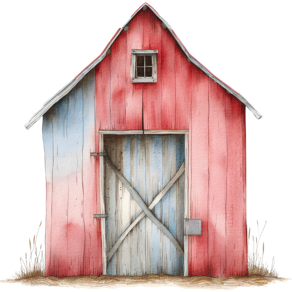 Watercolor Farm Fabric Panel 34