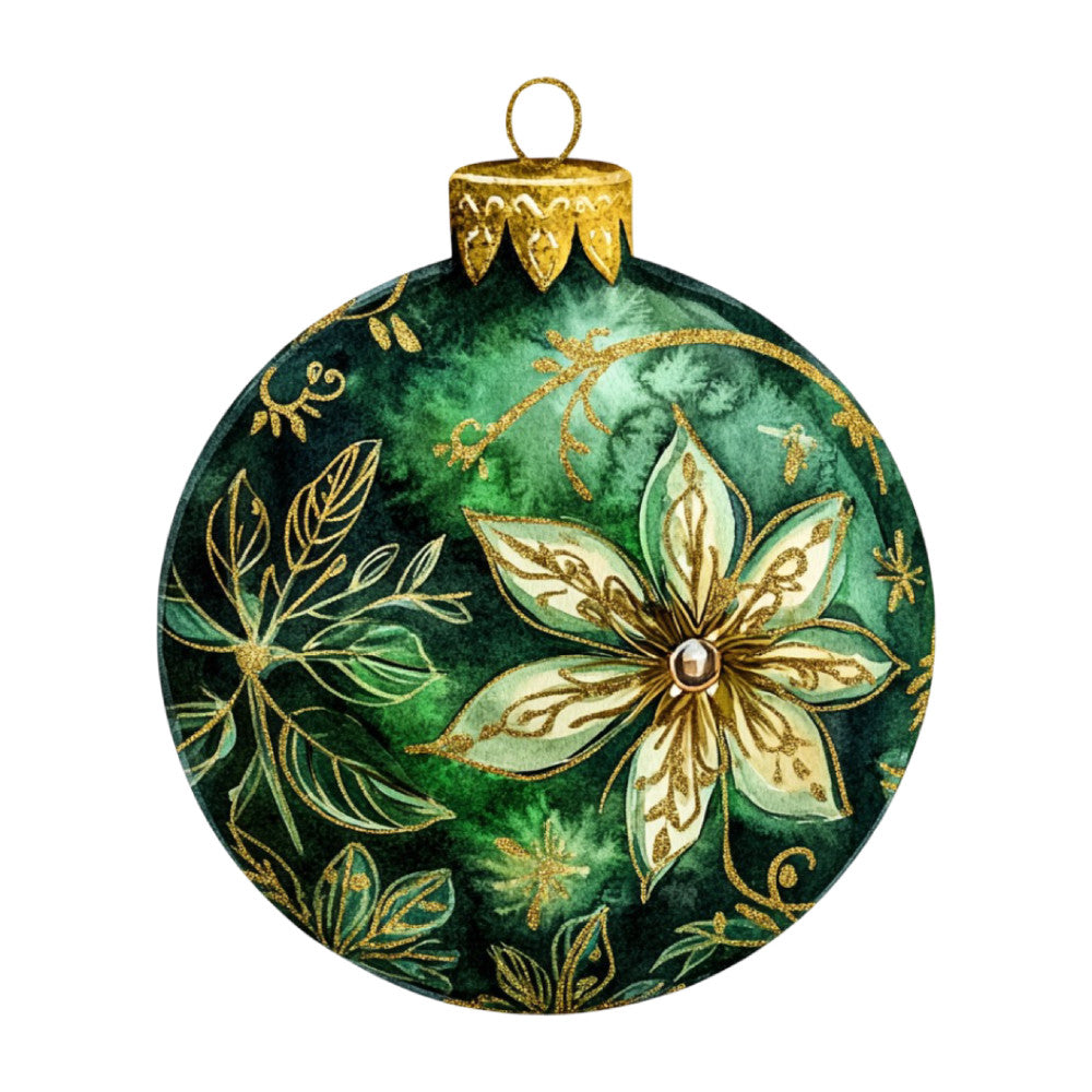 Watercolor Christmas Ornaments Fabric Panel 30