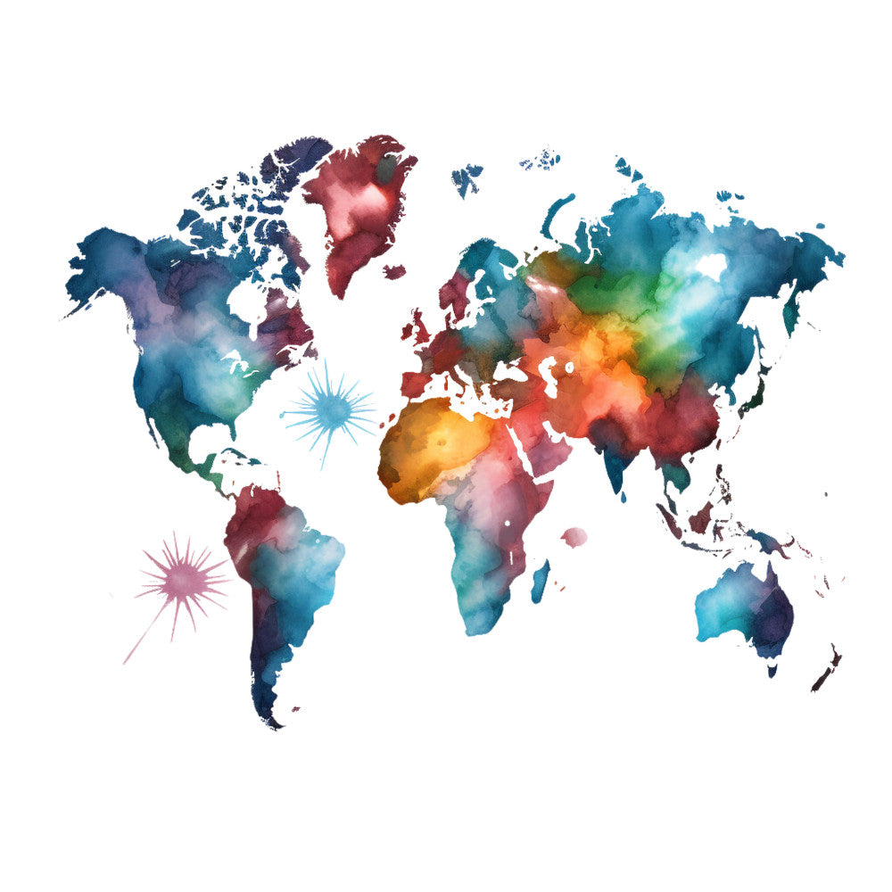 Colorful World Map Fabric Panel 21