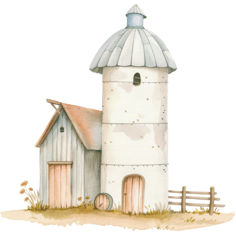 Watercolor Farm Fabric Panel 39