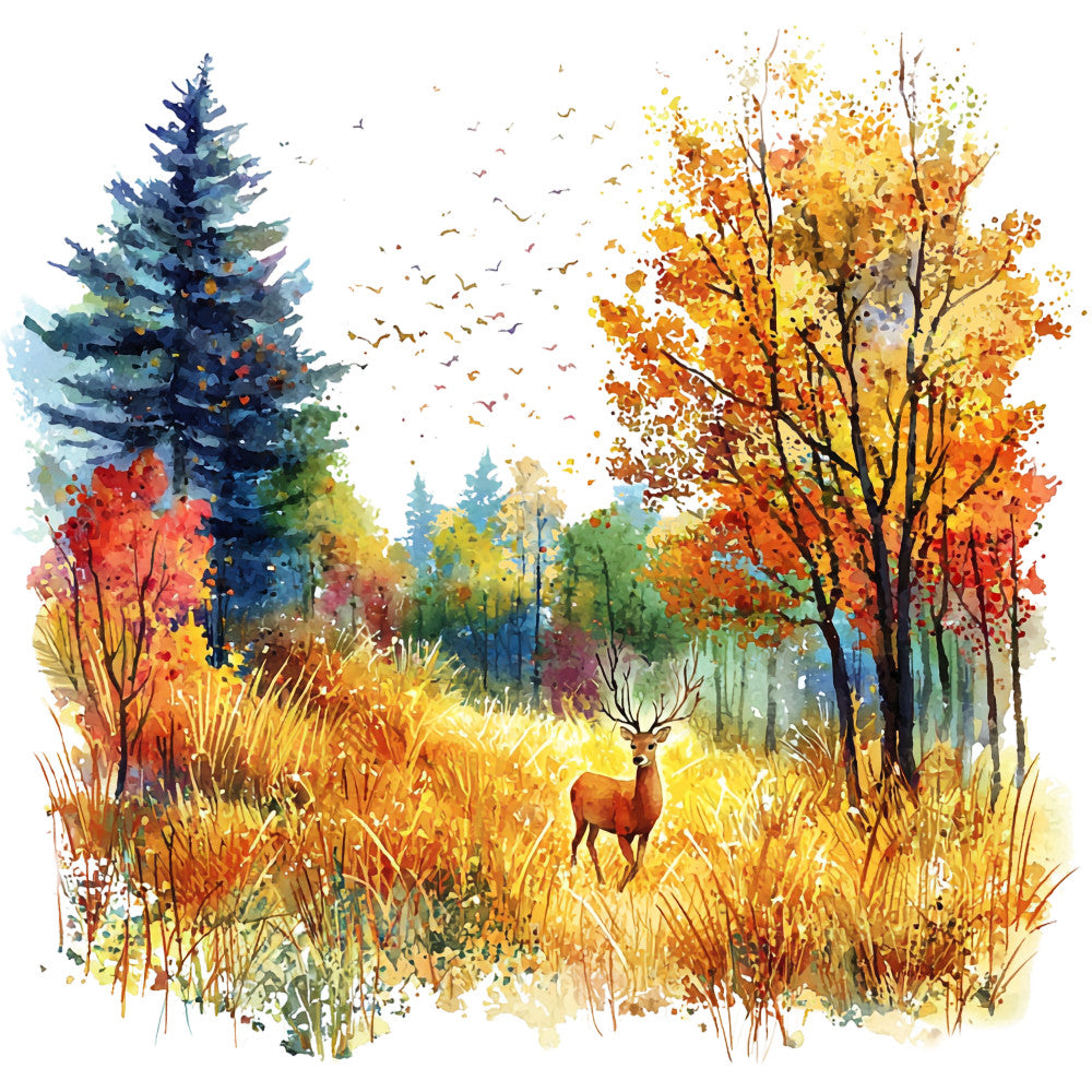 Deer in Nature Fabric Panel 13