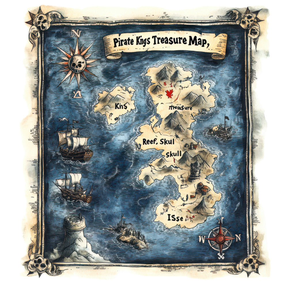 Pirate Treasure Map Fabric Panel 14