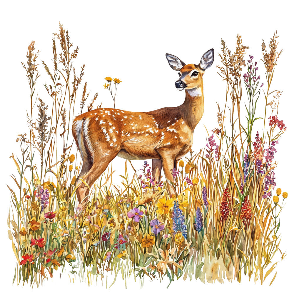 Deer in Nature Fabric Panel 25