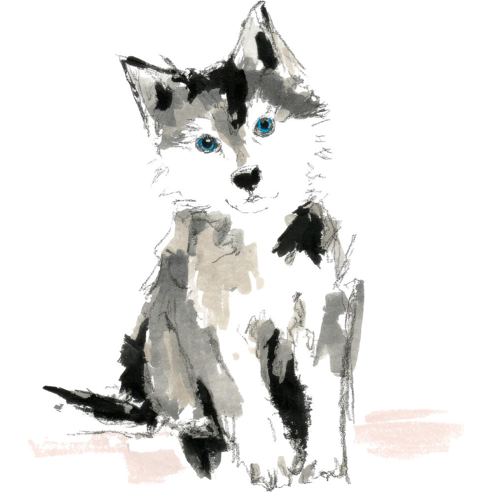 Handdrawn Doodle Dog Fabric Panel 12