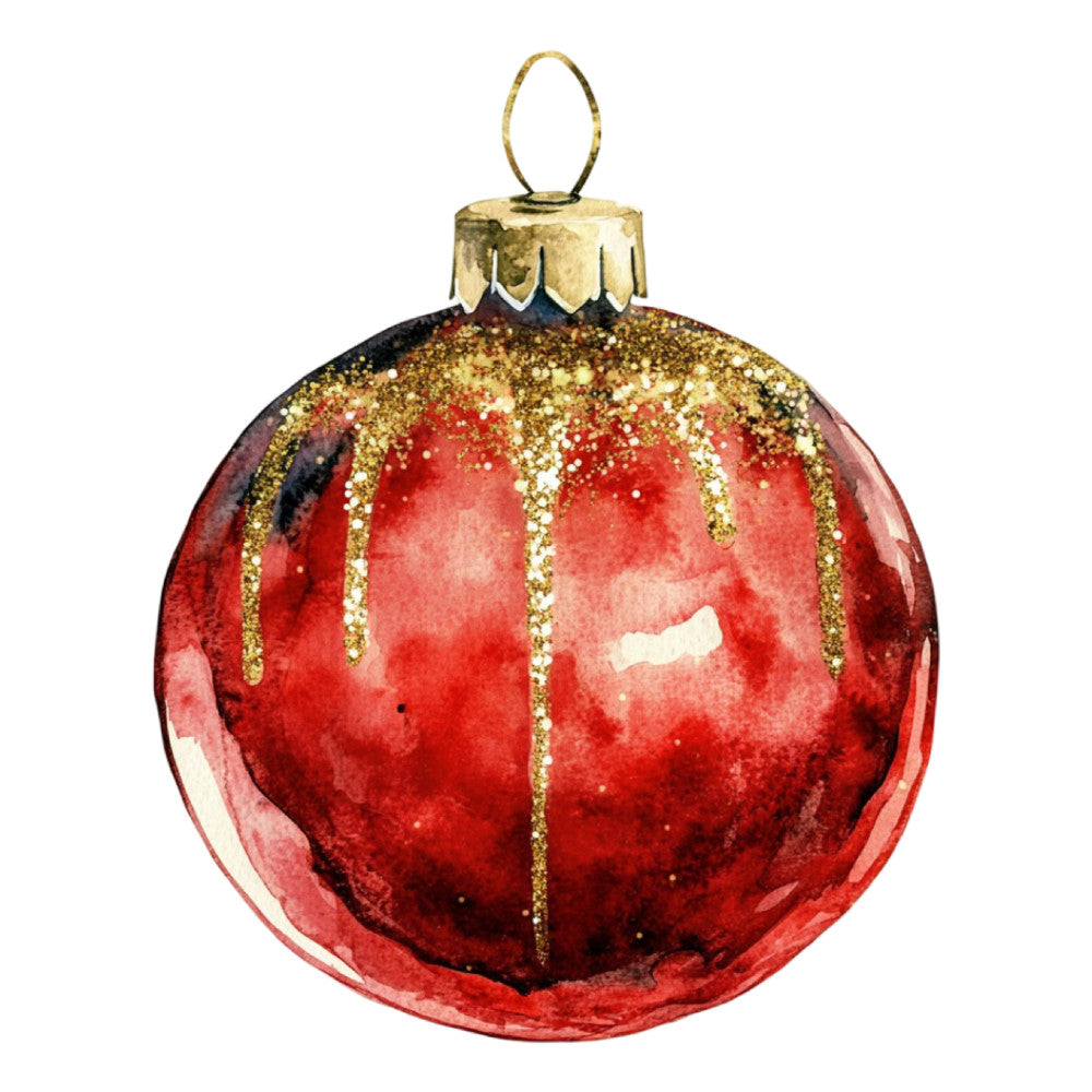 Watercolor Christmas Ornaments Fabric Panel 1