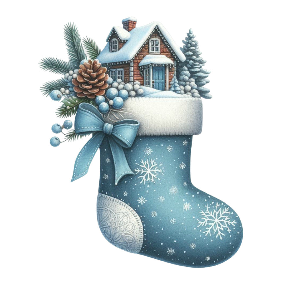 Christmas Stocking Scene Fabric Panel 3